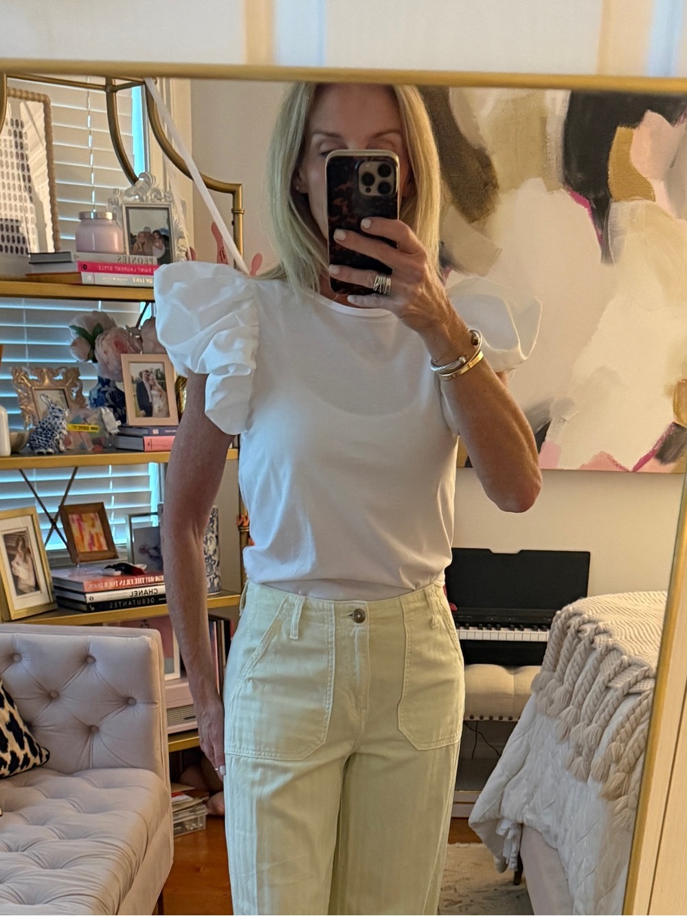 Express White Puff-Sleeve Crew Tee